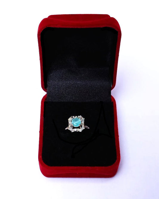 TURQ RHINESTONE AD RING