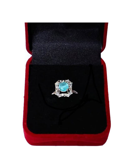 TURQ RHINESTONE AD RING