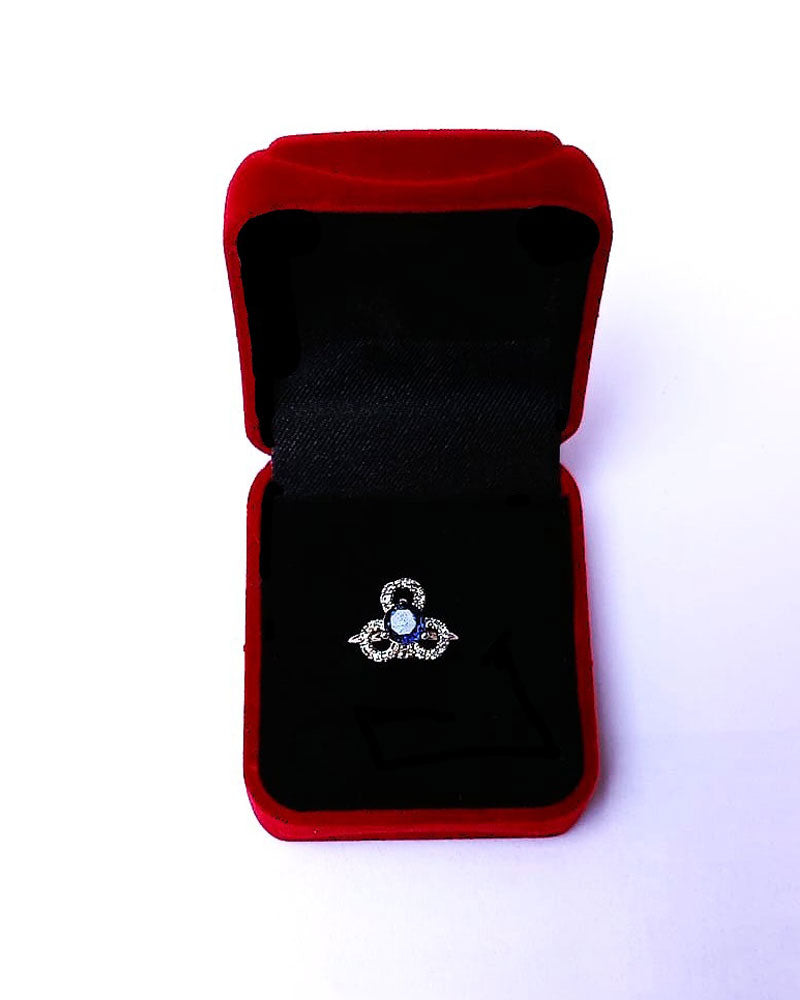 BLUE RHINESTONE AD RING