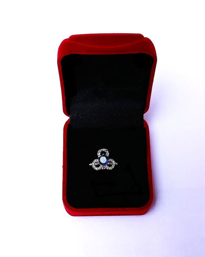 BLUE RHINESTONE AD RING