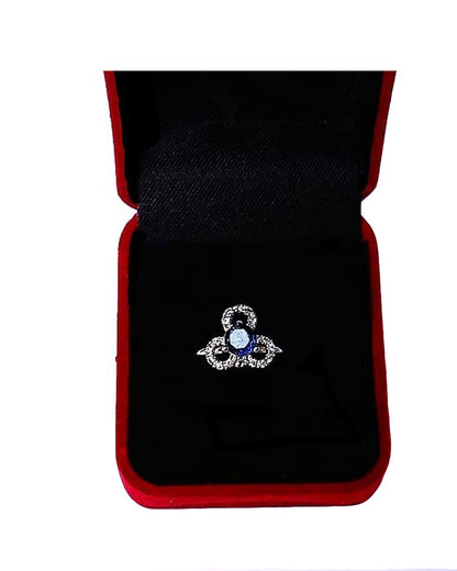 BLUE RHINESTONE AD RING