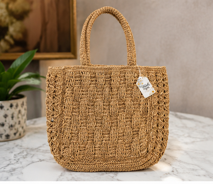 HANDMADE RAFFIA CROCHET BAG