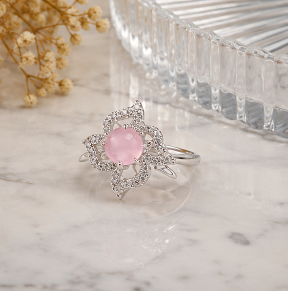 PINK RHINESTONE AD RING