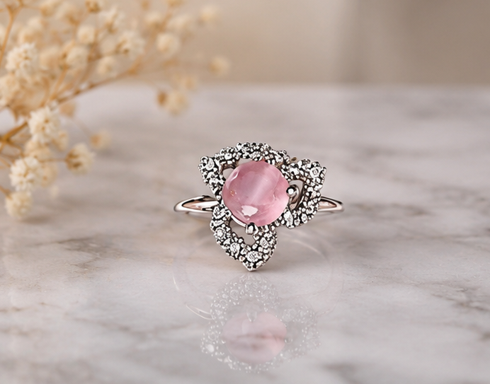 PINK RHINESTONE AD RING