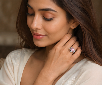 PINK RHINESTONE AD RING