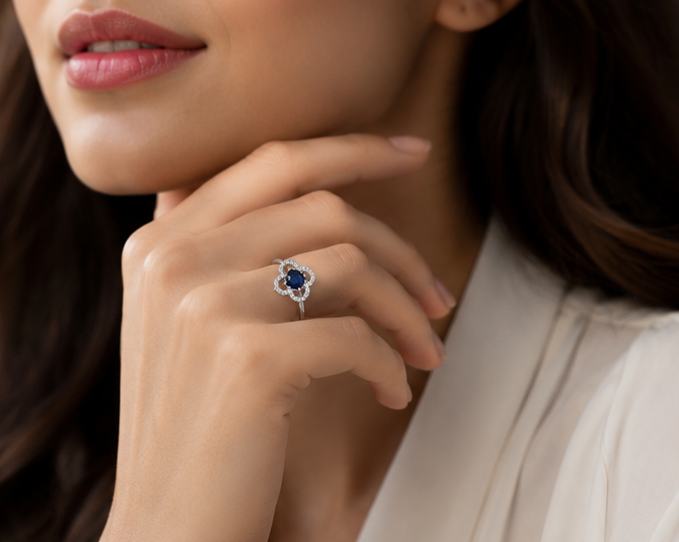 BLUE RHINESTONE AD RING