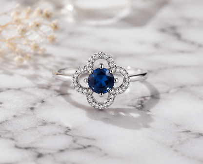 BLUE RHINESTONE AD RING