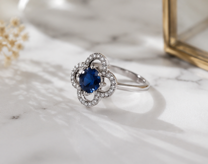 BLUE RHINESTONE AD RING