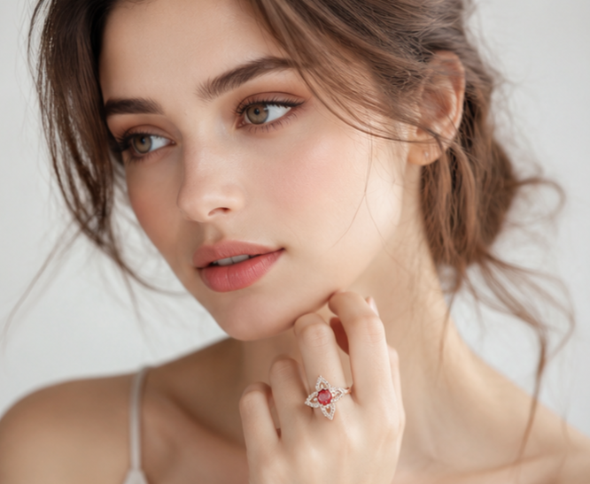 PINK RHINESTONE AD RING
