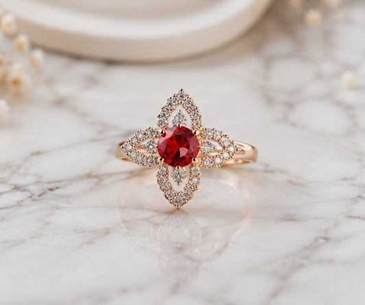 RED RHINESTONE AD RING